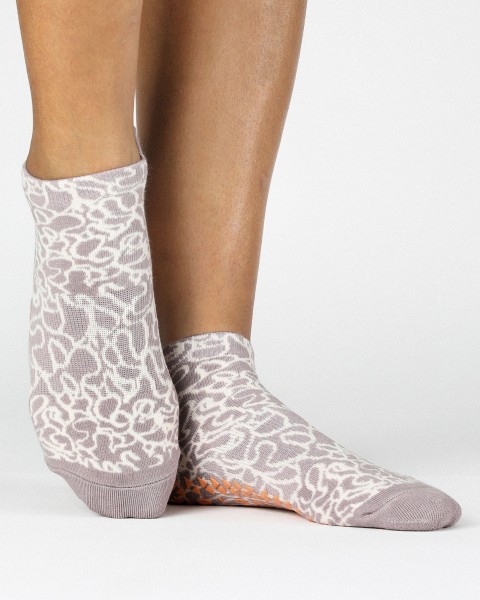 abstract full foot grip sock - dusty purple