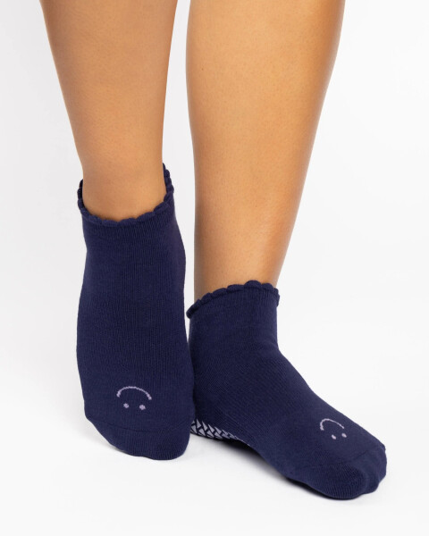 happy full foot grip sock - dark violet